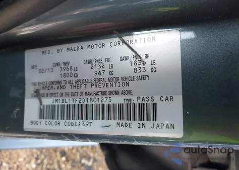 2013 Mazda Mazda3 I Sv z USA, uszkodzony, nr VIN JM1BL1TF2D1801275